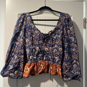 House of Harlow 1960 Puff Sleeve Peplum Top